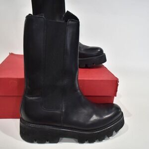Grenson Doris Black Tall Chelsea Boots Women 10 US/7.5 UK‎ Chunky Sole Leather